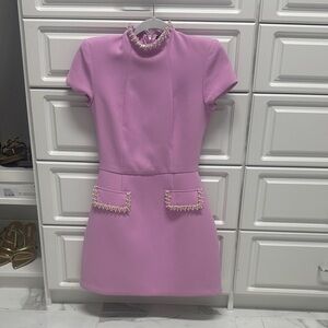 Nadine Merabi-SIMONE PINK DRESS 
Elegant Pink Dress with Pearl Accents